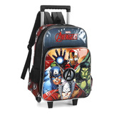 Mochila Carrinho Avengers Preto Luxcel 41x30x14cm 17 2l