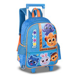 Mochila Carrinho Bolofofos Infantil Escolar Unissex Cor Azul