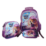 Mochila Carrinho Kit Completo Patrulha Canina Skye Rosa