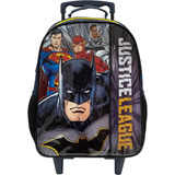 Mochila Carrinho Xeryus Lancheira Liga Da Justiça R2 9520 Cor Azul Desenho Do Tecido Batman