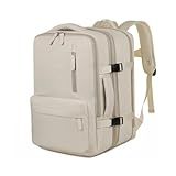 Mochila Casual Viagem Mochila Executiva Grande Expansível Para Notebook Compacta Unissex Reforçada Escola Mala De Mão Trabalho Escritório Academia Moderna Viral Com USB PREMIUM Bege 