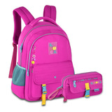 Mochila Com Estojo Luluca Kit Escolar Bolsa Juvenil Premium