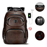 Mochila Couro Notebook Impermeável Resistente Saída