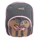 Mochila De Costa Minnie Menina Moderna Escolar Passeio Cor Cinza escuro Desenho Do Tecido Orelha E Pelucia Frontal