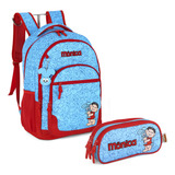 Mochila De Costas Escolar Estojo Turma Da Mônica Magali