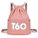 Mochila De Costas Para Esportes De Viagem E Fitness Portátil Bolsa Saco Saquinho T60 Treino Academia Impermeável Rosa Claro 