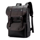 Mochila De Couro Marrom Escuro Luxo Fivelas Moderna Laptop Cor Marrom escuro