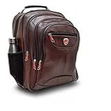 MOCHILA DE COURO SINTÉTICO BOLSA MASCULINA IMPERMEÁVEL NOTEBOOK REFORÇADA RESISTENTE PARA VIAGEM EXECUTIVA ANTIFURTO ESCOLAR GRANDE TOP 50 LITROS MARROM 