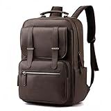 Mochila De Couro Sintético Para Adulto Cabe Notebook De 15 6 Polegadas Marrom Escuro 