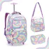 Mochila De Rodinha Escolar Lancheira Estojo Menina 19' Cor Rainbow