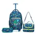 Mochila De Rodinhas C/ Lancheira Estojo Infantil Escolar Cor Verde Dinossauro