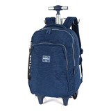 Mochila De Rodinhas E Costas Para Notebook Up4you Crinkle Cor Azul marinho