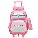 Mochila De Rodinhas Infantil Em Tecido Oxford Impermeável E Com Grande Capacidade Para Estudantes De 6 A 12 Anos Modelo De Duas Rodas Rosa