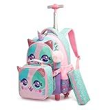 Mochila De Rodinhas Infantis Cutblajat Com Kit De Lancheira E Estojo, Design De Unicórnio Em Rosa E Azul