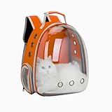 Mochila De Transporte Para Pets Cães E Gatos Com Ventilação Transparente E Visão Panorâmica Bolsa Astronauta Portátil Ideal Para Passeios E Aventuras Com Seu Animal De Estimação LARANJA 