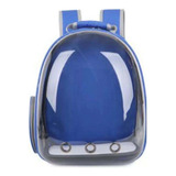 Mochila De Transporte Pet Visão 360 Panoramica Gato Cão Cor Azul