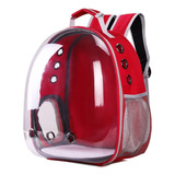 Mochila De Transporte Pet Visão 360 Panoramica Gato Cão Cor Vermelho
