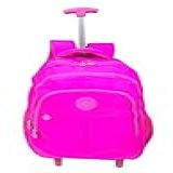 Mochila DeRodinha Adulto Juvenil Em Nylon Tactel Espaço Para Notebook Rosa Com Carrinho Rosa