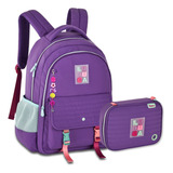 Mochila E Estojo Box Luluca Kit Bolsa Escolar Juvenil Femin