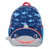 Mochila Escola Costas Infantil Kids Pets 3d Poliéster Rabisk Cor Azul Desenho Do Tecido Tubarão
