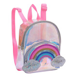 Mochila Escolar Bolsa De Passeio Infantil Arco Iris Glitter
