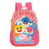 Mochila Escolar Costas Infantil Baby Shark Rosa
