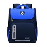 Mochila Escolar Infantil À Prova D-água Para Meninos Meninas Ortopédicas Do Ensino Fundamental Impermeavel Nylon Leve 42 Cm -Azul Escuro-