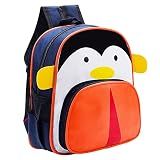 Mochila Escolar Infantil Menino Menina Animais -Azul-Pinguim-