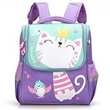 Mochila Escolar Infantil Menino Menina Dinossauro Gatinho Roxo