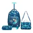 Mochila Escolar Infantil Rodinha Lancheira Estojo Yupe Cor Azul Desenho Do Tecido Liso