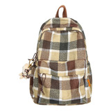 Mochila Escolar Retrô Xadrez Mochila De Grande Capacidade