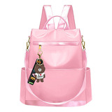 Mochila Feminina Antifurto Bolsa Lateral Ombro Estilosa Top Cor Rosa claro Desenho Do Tecido Liso