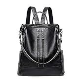 Mochila Feminina De Couro Sintético PU Bolsa De Ombro Multifuncional Casual Bolsa De Viagem Mochila De Couro Preto One Size