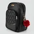 Mochila Feminina De Couro Social Pequena Blogueira Trabalho Cor Preto Desenho Do Tecido Coração