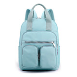 Mochila Feminina Impermeável De Viagem De Grande Capacidade Cor Azul aço Desenho Do Tecido Lisa