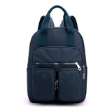 Mochila Feminina Impermeável De Viagem De Grande Capacidade Cor Azul marinho Desenho Do Tecido Lisa