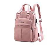Mochila Feminino Multifuncional Notebook Viagem Com Usb Rosa