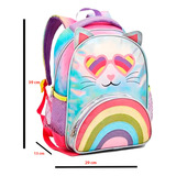 Mochila Gatinho Infantil Feminina De Costas Menina Cor Prateado