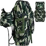 Mochila Grande Capacidade Impermeavel Masculina Trilha Camping Viagem Acampamento Reforçada Cargueira Militar CAMUFLADO VERDE 