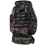 Mochila Grande Impermeável 80 Litros Camping Trilha Camuflada Tática Cargueira Aventura Pesca Acampamento Lene Camuflagem Preto Verde
