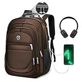 Mochila Grande Masculina Feminina Escolar Bolsa Para Laptop Notebook Casual Escola Trabalho Viagem Senha Trava Anti Furto Cabo Usb Auxiliar  MARROM 