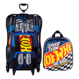 Mochila Hot Wheels Rodinhas Lancheira 3d Impermeável Maxtoy Cor Preto Desenho Do Tecido Night Shifter
