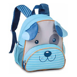 Mochila Infantil De Costa Pets Bichinhos Escolar Passeio Cor Cachorro Azul Desenho Do Tecido Lisa