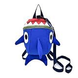 Mochila Infantil De Segurança Com Coleira De Tubarão Para Crianças- Meninos- Meninas- Azul