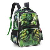 Mochila Infantil Incrivel Hulk Marvel Bolso Costas Grande Cor Verde
