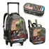 Mochila Infantil Menino Rodinha Lancheira Estojo Escolar Gamecraft 3 Peças