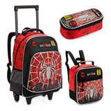 Mochila Infantil Rodinhas Masculino Spider Dark Aranha Cor Prata