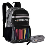 Mochila Juvenil Now United Costas Notebook G Escolar Estojo