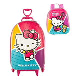 Mochila Lancheira Rodinhas Hello Kitty 3d Maxtoy