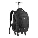 Mochila Laptop Alça Em Cabo De Aço Com 4 Rodas 360 Cor Preta